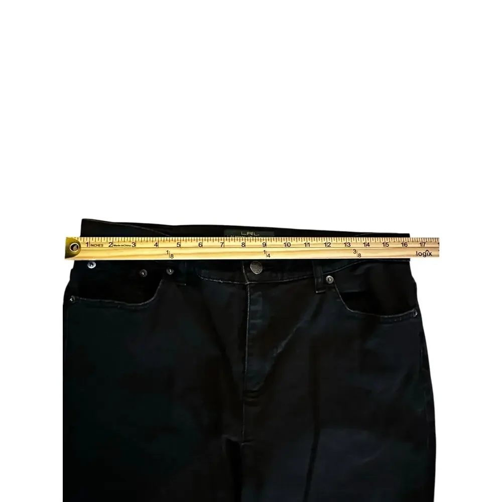 Lauren Ralph Lauren Women’s Black Jeans Size 12 Petite Stretch Wide Leg Denim_4
